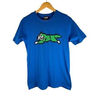Icecream Blue Short Sleeve Tee with Green Pixel Dog Graphic